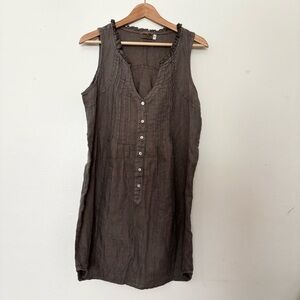 Bella Notte Cocoa Brown Linen Sleeveless Dress